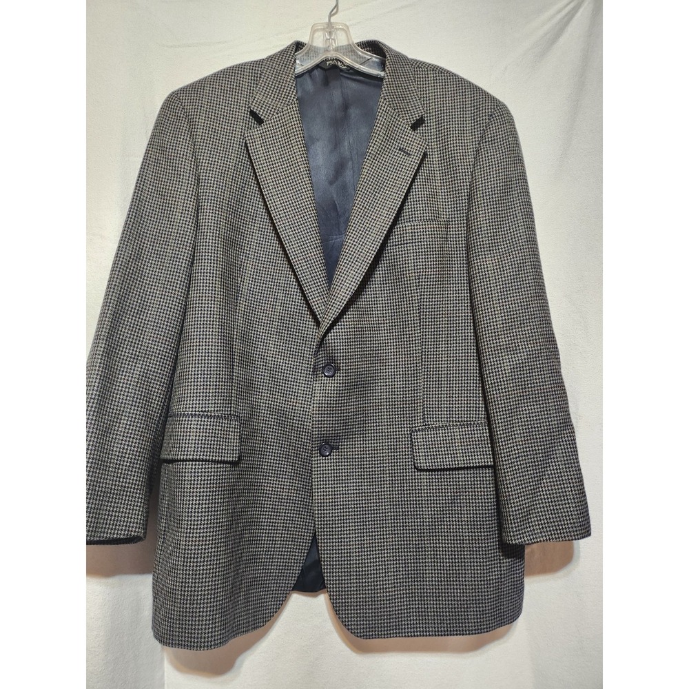 Joseph A Banks, Houndstooth Wool,Black & Gray, Blazer,Sports Coat,44R